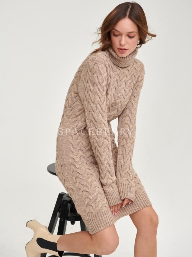 Женское теплое вечернее вязаное платье